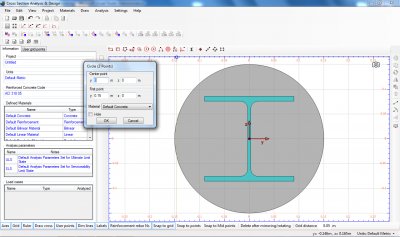 Drawing of a concrete encased steel section to simulate a composite cross section of a column