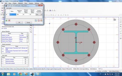 Definition of a load case for the estimation of the deformed configuration of the cross section, under the given loads for the Analysis Parameters set ULS.