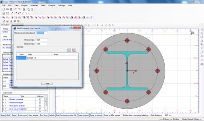 Checking of reinforcement capacity against the provided loads