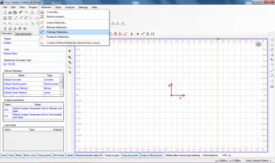 Apart from concrete and reinforcement, the user can use custom defined linear, bilinear, trilinear, parabolic and fully general materials (by providing their stress/strain curve)