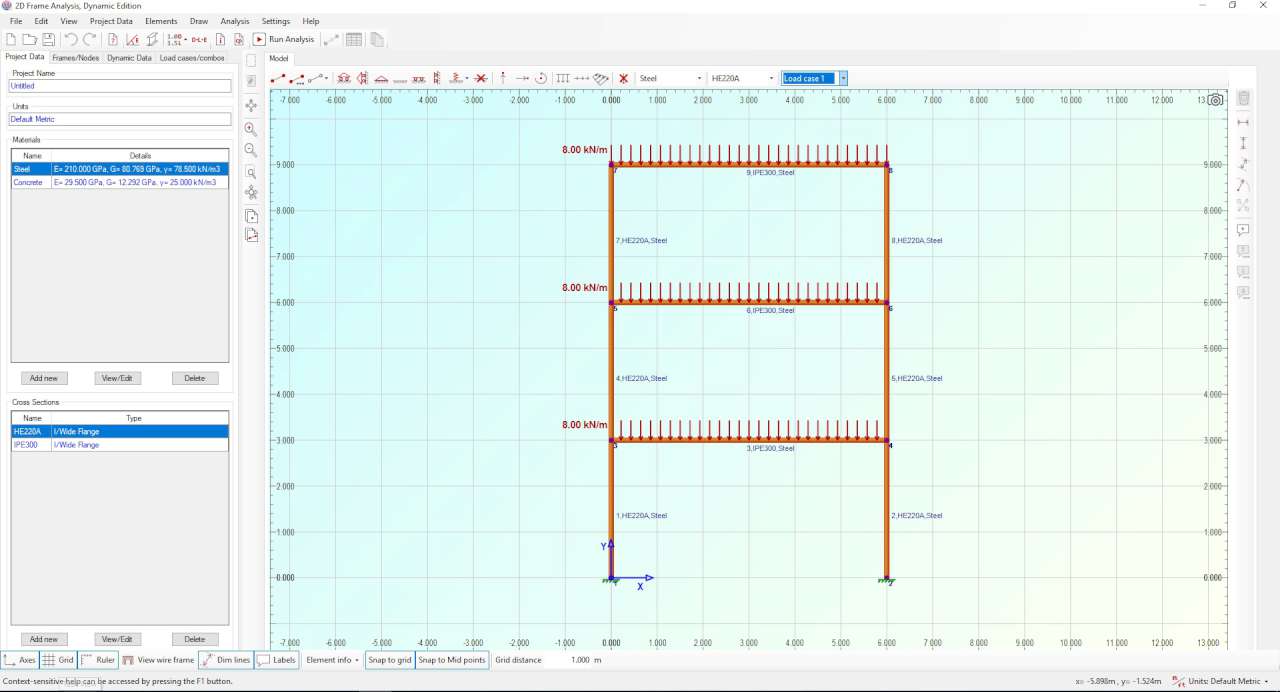 Structure with applied loads and supports