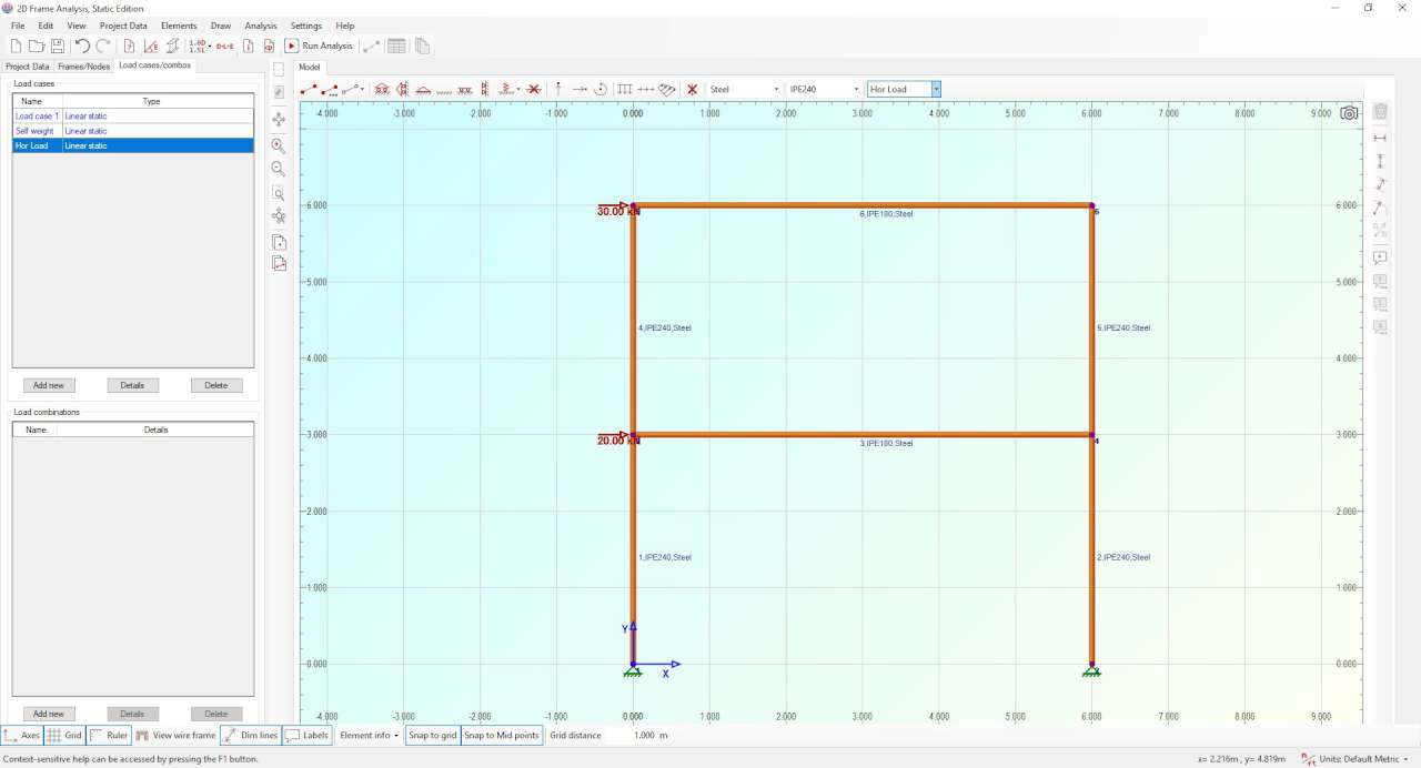 Application of nodal loads on a new load case