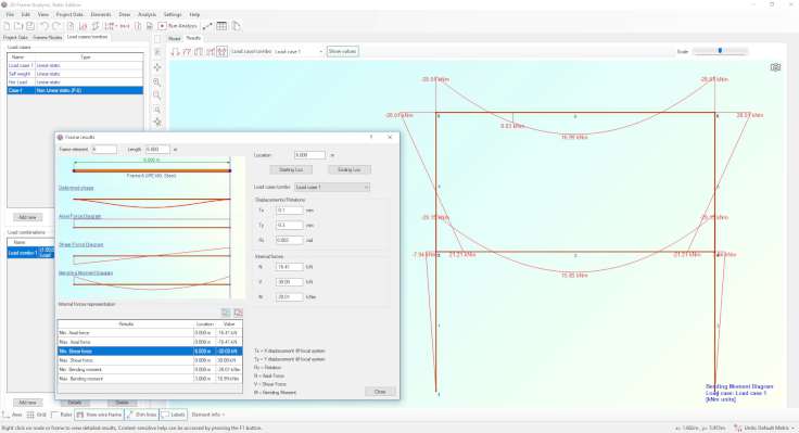 Static analysis of structural frames