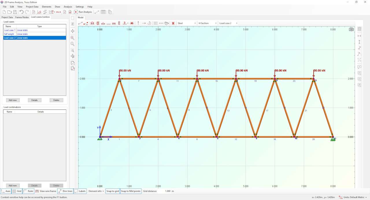 Application of nodal loads on selected load case