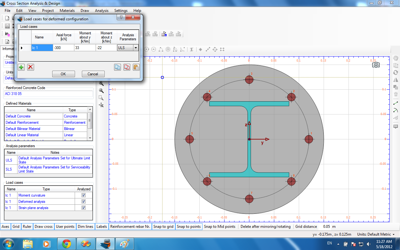 Estimation of neutral axis, strain distribution and stress contour