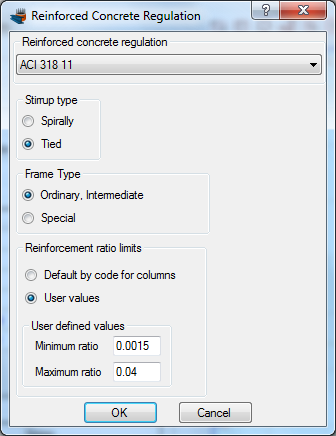 Reinforced concrete code selection