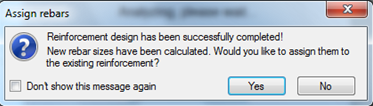 User is asked whether existing rebars should be replaced by the calculated ones