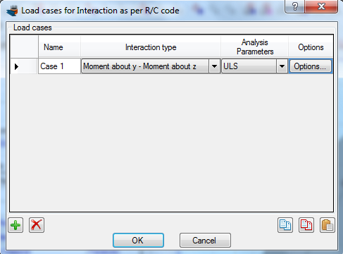 Definition of load case 1 for Interaction Diagram analysis in terms of Moment about Y vs. Moment about Z axis