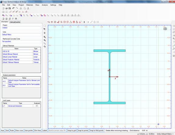 Imported steel section on drawing area