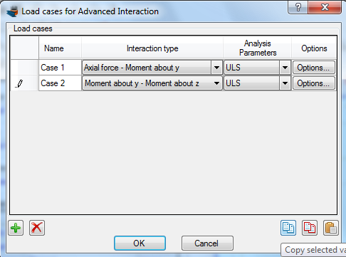 Load cases for advanced interaction analysis have been defined