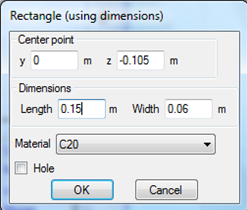 Drawing the rectangle that corresponds to the bottom flange of the timber section