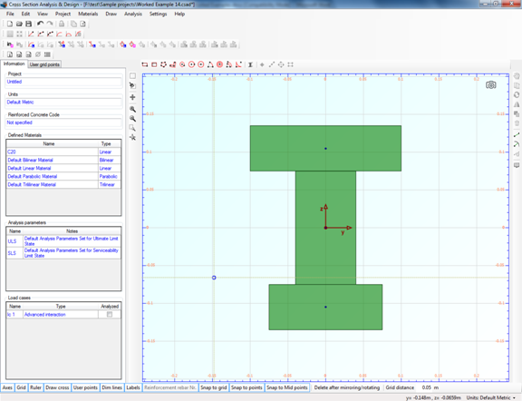 The rectangle that corresponds to the bottom flange of the timber section is displayed in the drawing area