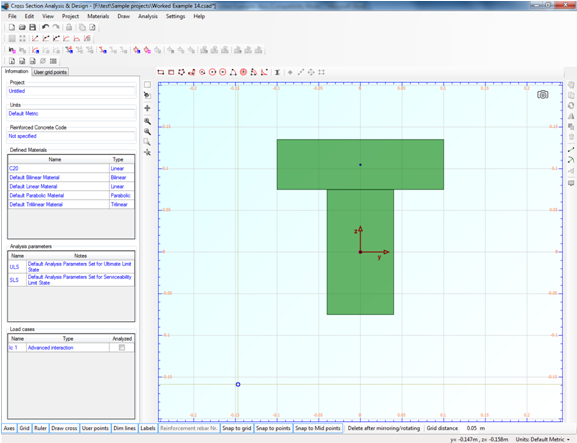 The rectangle that corresponds to the top flange of the timber section is displayed in the drawing area