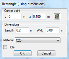 Drawing the rectangle that corresponds to the top flange of the timber section