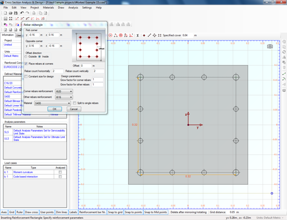 Rebar rectangle on drawing area