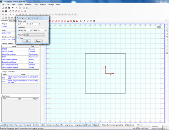 Drawing the rectangular concrete part of the cross section