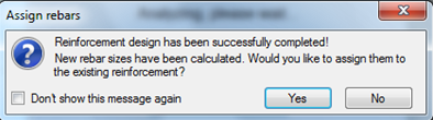 Assign calculated reinforcement bars