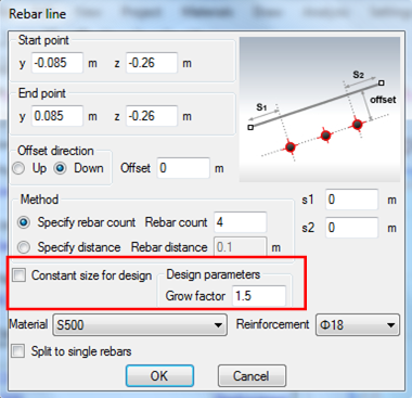 Rebar size for bottom reinforcement