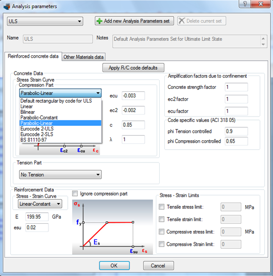 Setting analysis parameters