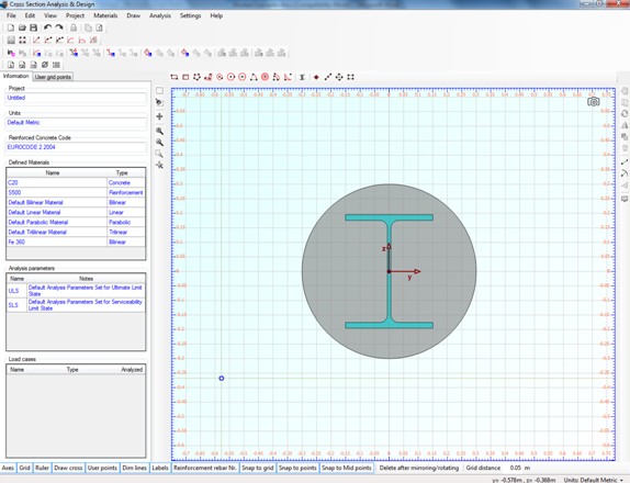 The imported steel section is placed at the specified insertion point